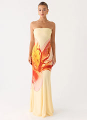 Ashwin Strapless Beaded Maxi Dress Sunpetal Print
