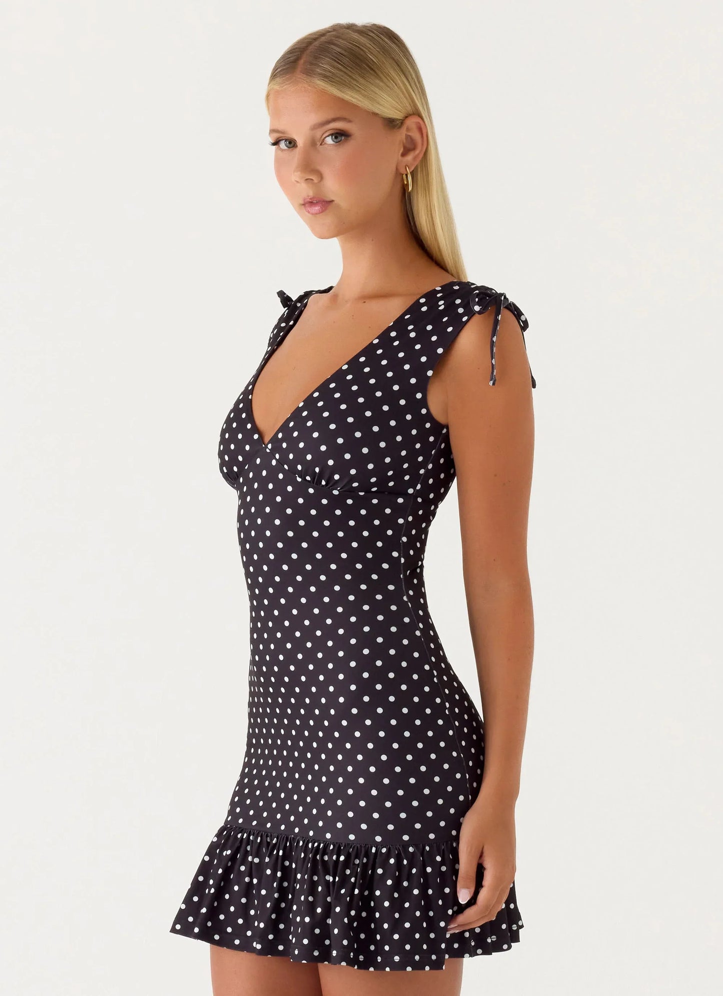 Acacia Mini Dress Black Polkadot