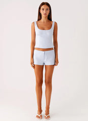 Coastline Cotton Micro Mini Shorts Blue