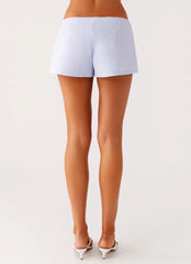Coastline Cotton Micro Mini Shorts Blue