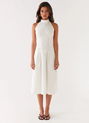 Calla Halter Midi Dress White