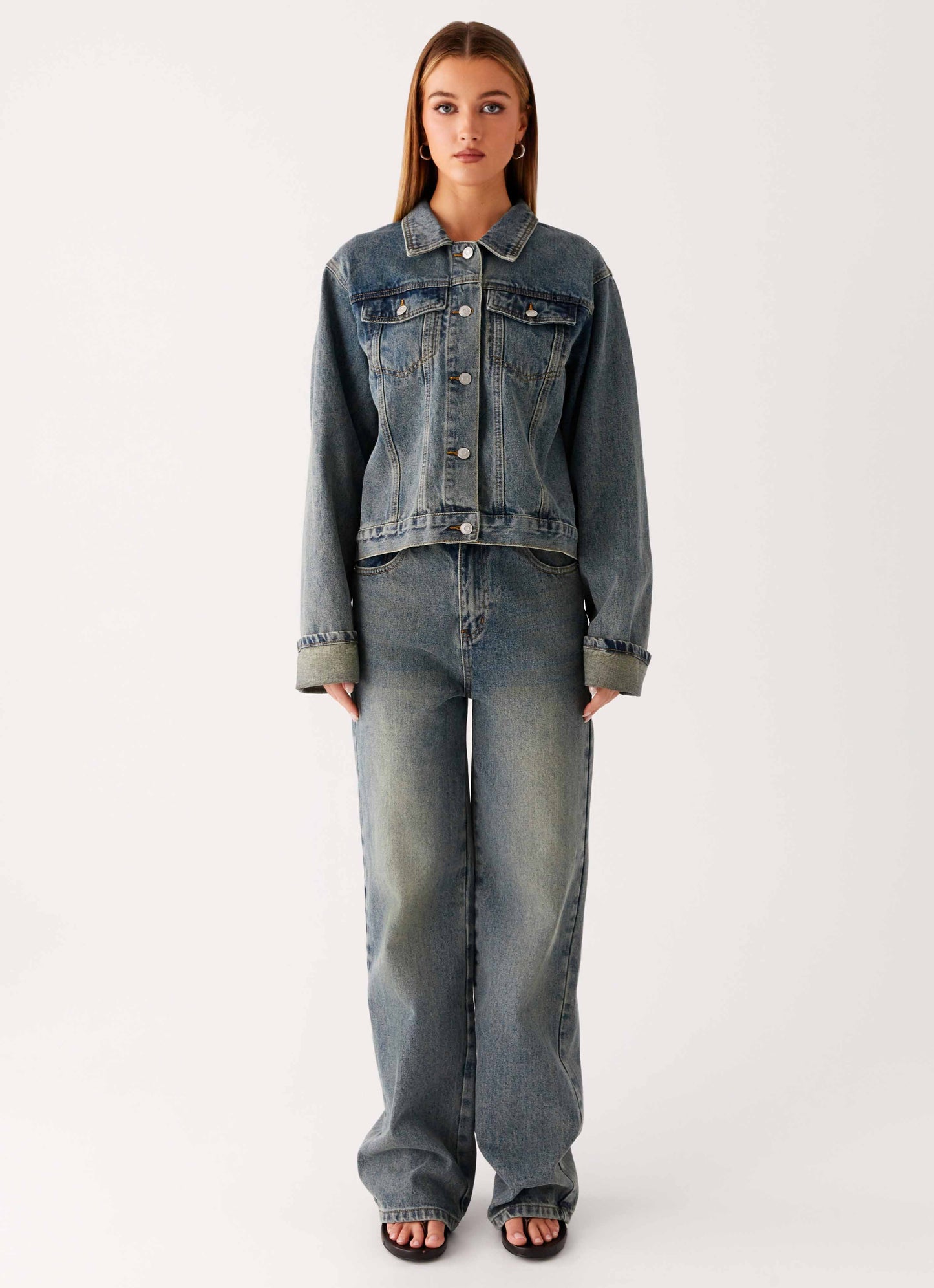 Back Again Oversized Denim Jacket Dirty Wash
