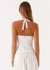 Cheryl Bustier Halter Top White