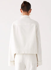 Back Again Oversized Denim Jacket White