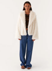 Denver Oversized Fur Jacket Ivory