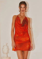 Cyna Cowl Mini Dress Scarlet Blur