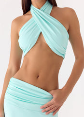Coletta Wrap Top Aqua
