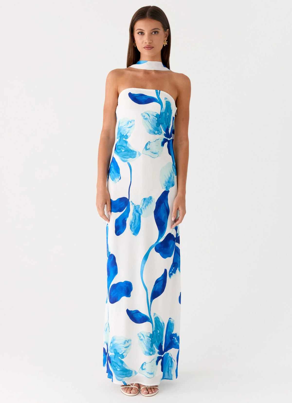 Ashelle Chiffon Maxi Dress Cerulean Bloom