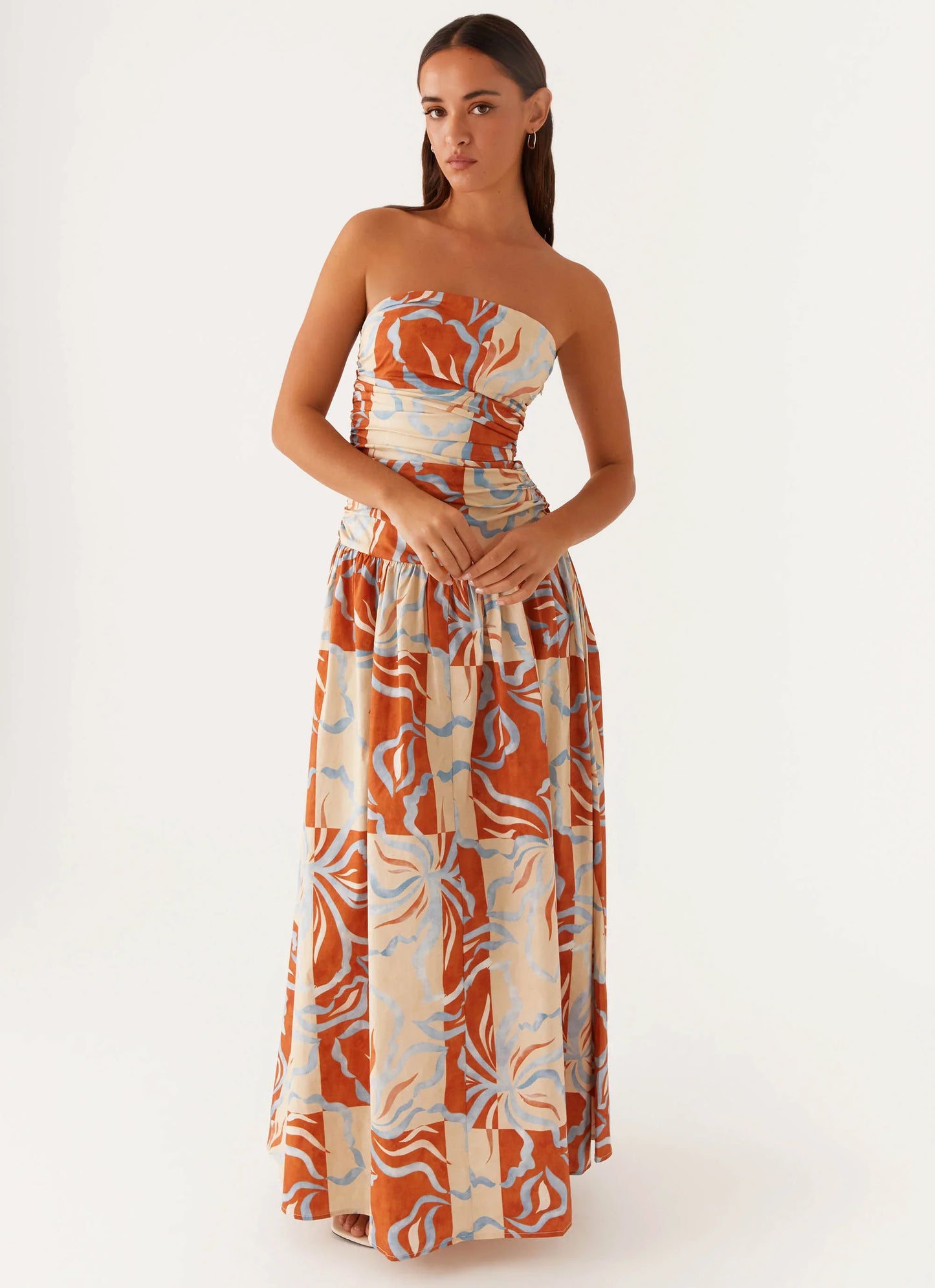 Carmel Maxi Dress Orange Blue Floral