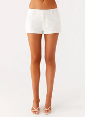 Delong Low Rise Linen Shorts White