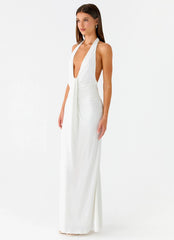 Cheyenne Halter Neck Maxi Dress Ivory