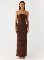 Belisse Beaded Mesh Maxi Dress Chocolate