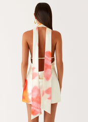 Alicia Satin Halter Mini Dress Mimosa Blossom
