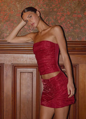 Atenea Draped Organza Corset Deep Red