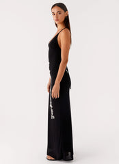 Beki Beaded Mesh Maxi Dress Black