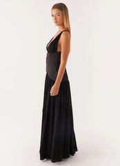 Dafina Satin Maxi Dress Black