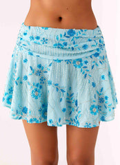 Delight Me Beaded Low Rise Mini Skirt Blue