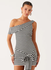 All Day Mini Dress Black White Stripe