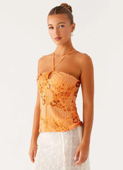 Catalina Sequin Top Orange
