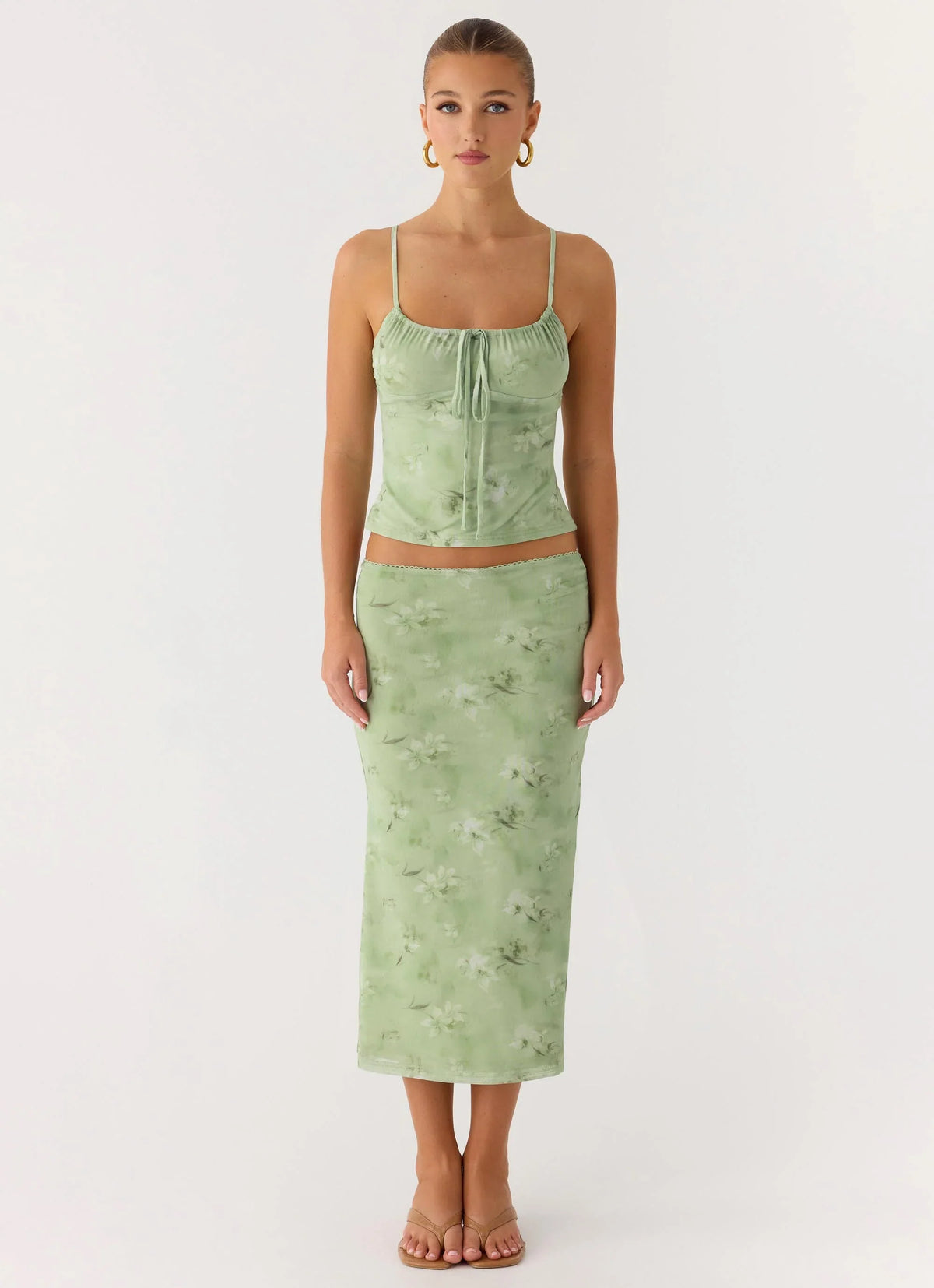 Bahama Low Rise Midi Skirt Blurred Lime