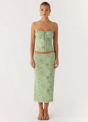 Bahama Low Rise Midi Skirt Blurred Lime