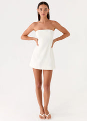 Della Strapless Mini Dress White