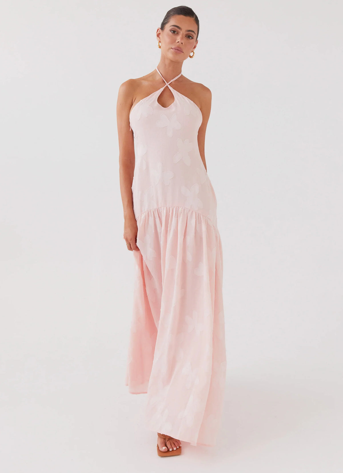 Blushed Cross Neckline Maxi Dress Pink Petal