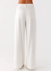 Delong Low Rise Linen Pants White