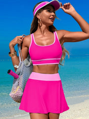 Hazel Blues® |  Scoop Neck Top and Skort Swim Set