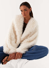 Denver Oversized Fur Jacket Ivory