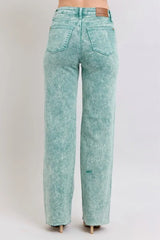 Hazel Blues® | Judy Blue High Waist Garment Dyed Raw Hem Dad Jean