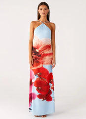 Chloe Maxi Dress Turquoise Bloom