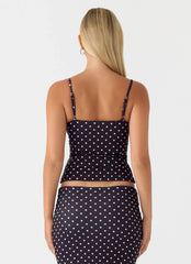 Bending My Rules Top Black Polkadot