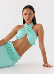 Coletta Wrap Top Aqua