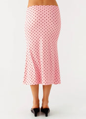 Bahama Low Rise Midi Skirt Strawberry Dot