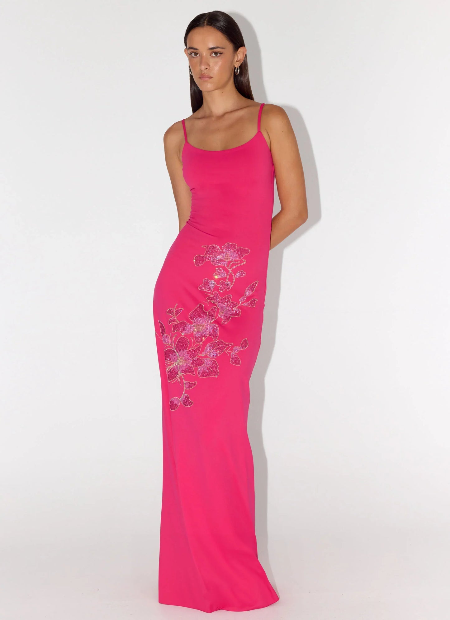 Carmine Embellished Maxi Dress Fuchsia