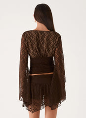 Avelora Lace Top Chocolate