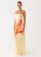 Ashwin Strapless Beaded Maxi Dress Sunpetal Print