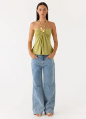 Corah Halter Top Green Olive
