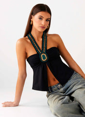 Boheme Breeze Halter Top Black