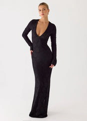 Astoria Long Sleeve Maxi Dress Black