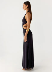 Astraeus Beaded Sequin Maxi Dress Black