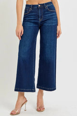 Hazel Blues® |  RISEN High Rise Crop Wide Jeans