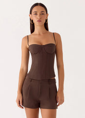 Asher Suiting Shorts Dark Chocolate