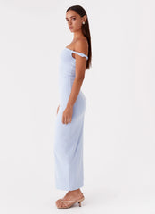 Arabella Twist Shoulder Maxi Dress Blue