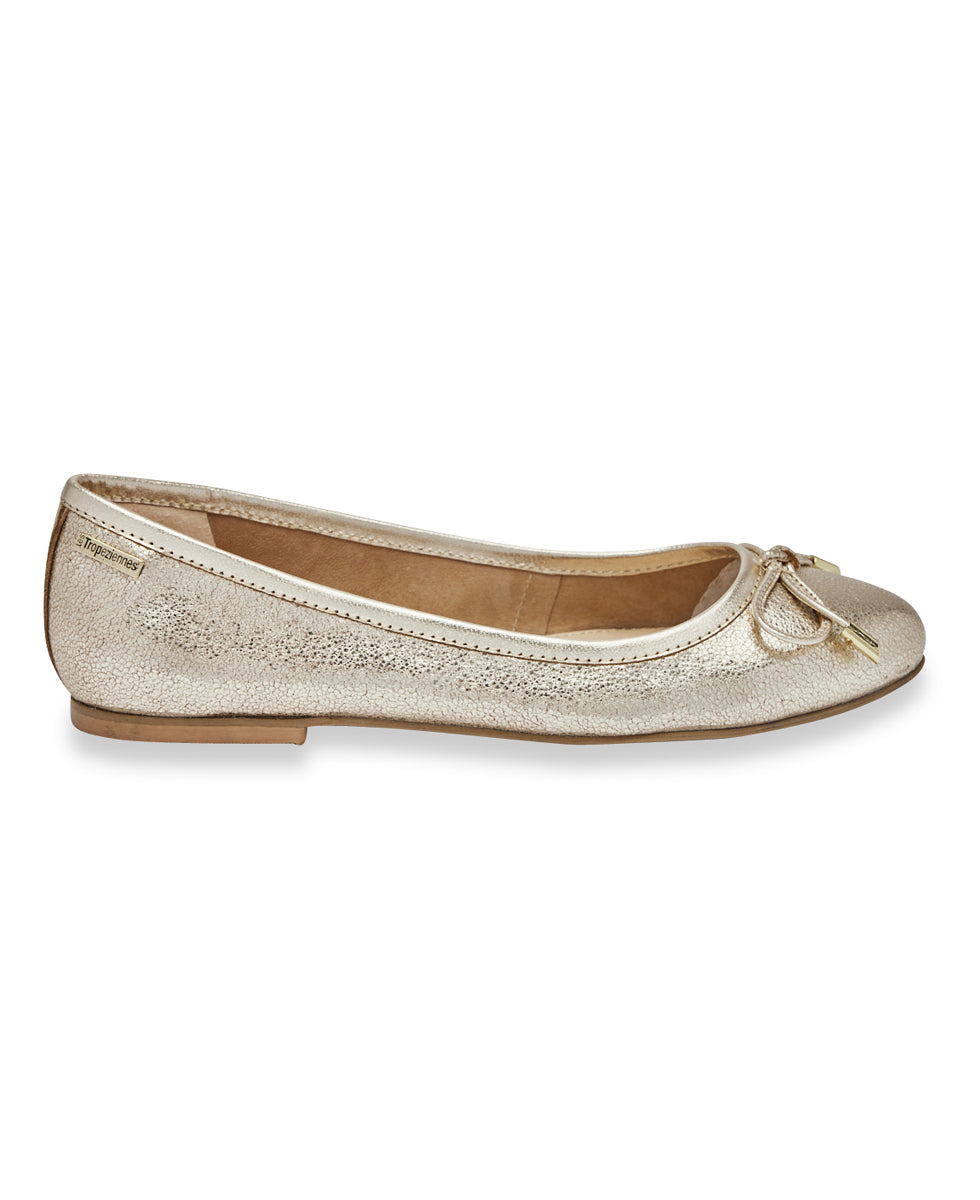 Fanfan Ballerina Flats - Gold Craquele