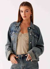 Back Again Oversized Denim Jacket Dirty Wash