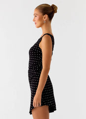 Delusional Mini Dress Black Polkadot