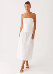 Cherry Skies Midi Dress White