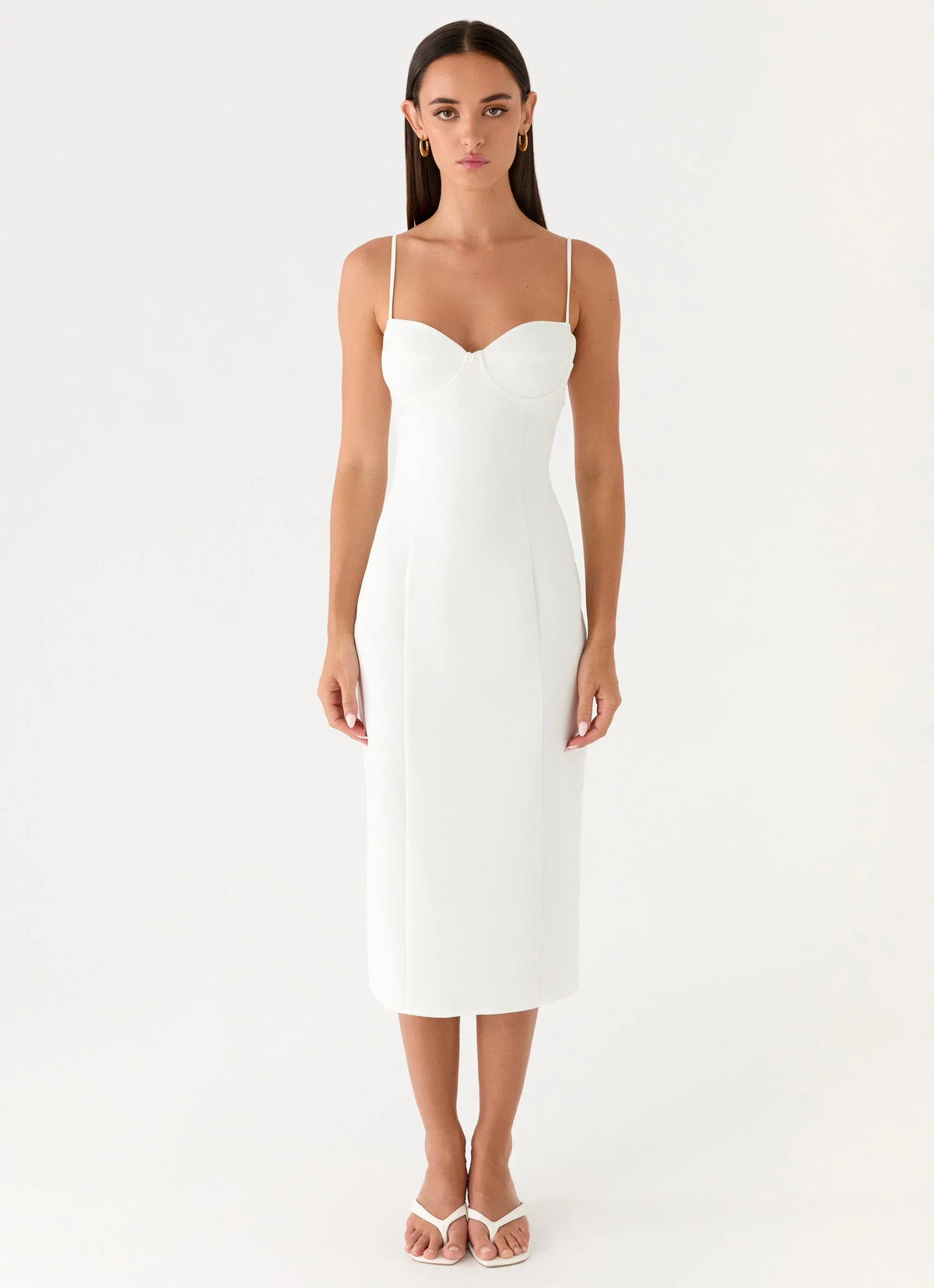 Asling Bustier Midi Dress White